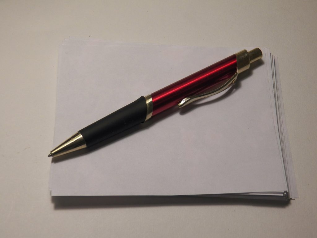 pen and a note book