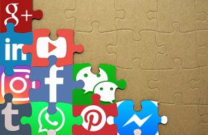 social media icons in puzzle blocks